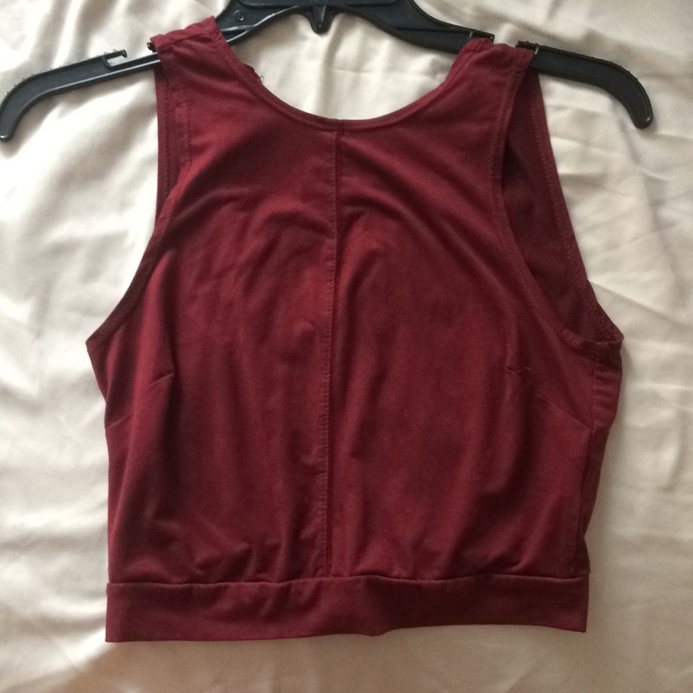 Open back red velvet crop top
